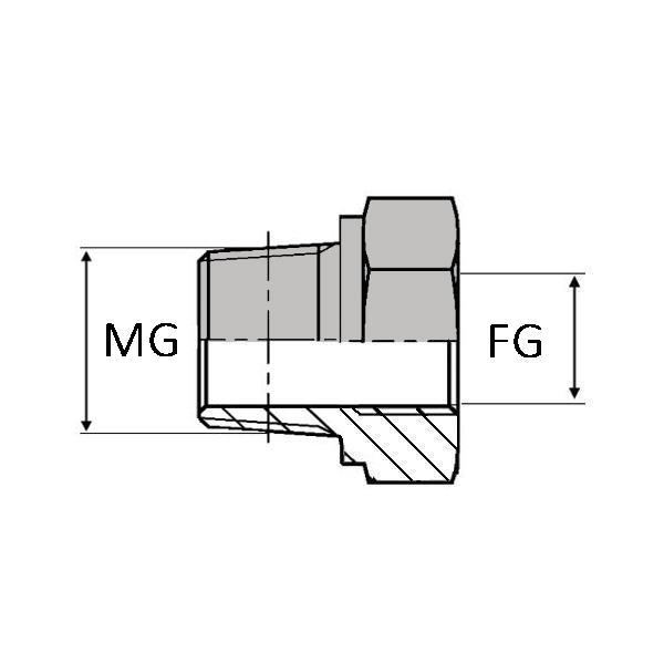 Adaptateur droit mâle gaz conique x femelle gaz cylindrique concentrique - WMFCO00402 - UMFGCO 1/4 / 1/8 CONC_0