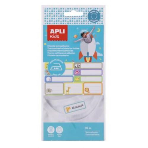 Apli Pochette de 35 étiquettes vinyle thermoadhésives pour vêtements, coul. Et formats assortis (3) - 8410782178071_0