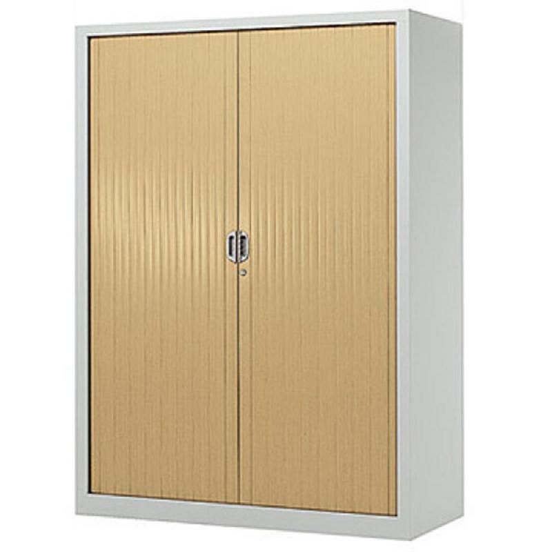 ARMOIRE MÉTAL CONFORT - A RIDEAUX - H. 160 X L. 120  CM - CORPS ALUMINIUM - RIDEAUX HÊTRE