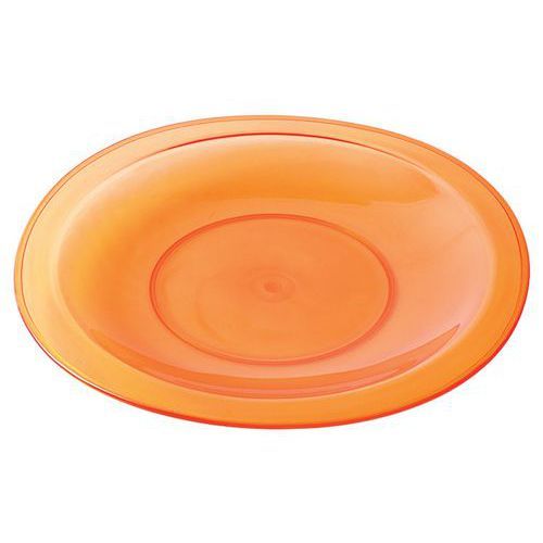ASSIETTES PLATES COPOLYESTER Ø 26 CM - TRANSPARENT ORANGE