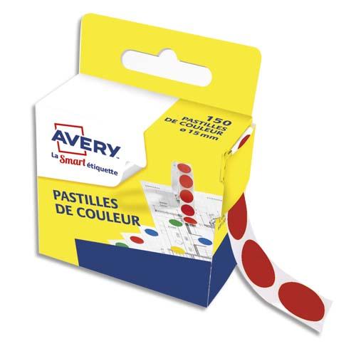 Avery boîte distributrice de 150 pastilles adhésives ø15 mm. Coloris rouge._0