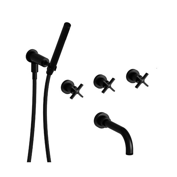 BAIN/DOUCHE ENCASTRE 2 SORTIES CROSS ROAD COMPLET BLACKMAT ROBINETTERIE CROSS ROAD - CRISTINA ONDYNA CR11113
