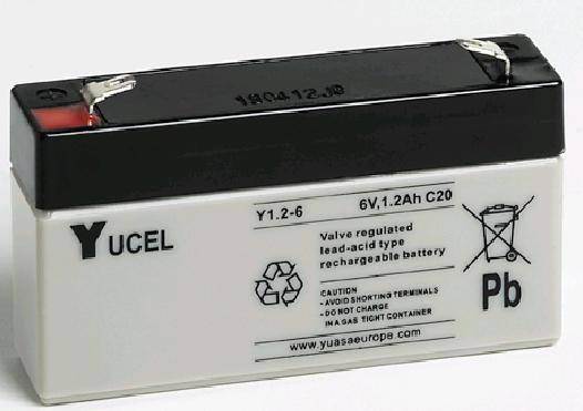 Batterie plomb AGM Yucel Y1.2-6 FR - 6V 1.2Ah - Étanche et sans entretien avec bac FR_0