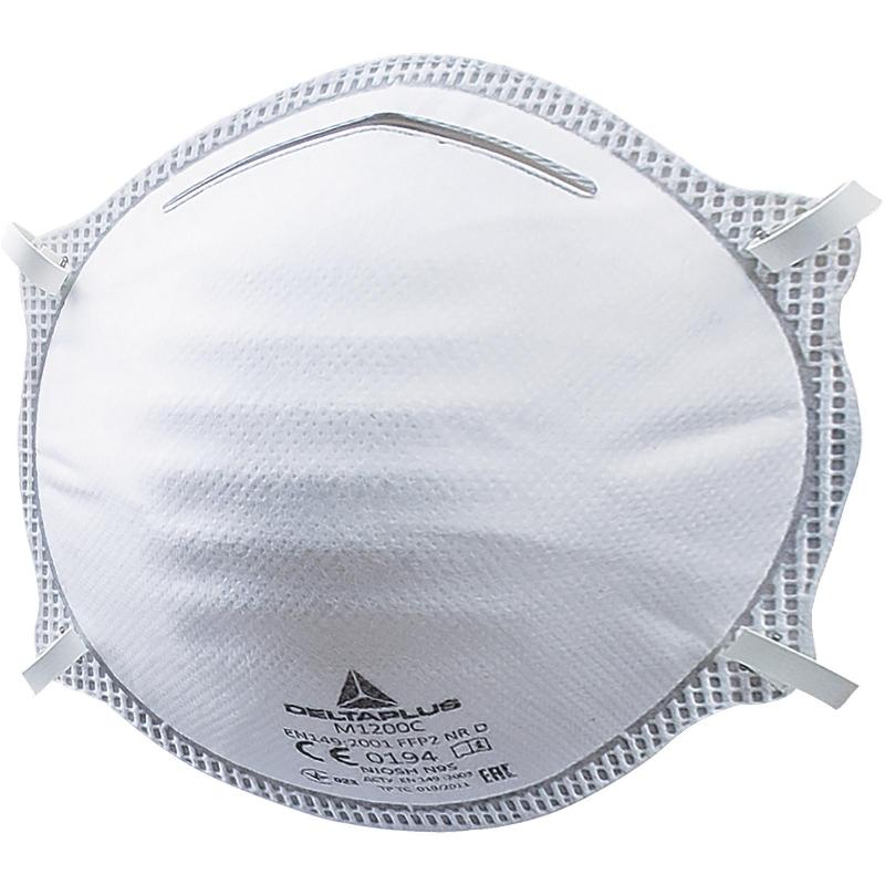 Boîte de 20 demi-masques jetables moulés FFP2 - M1200C - fibre synthétique non tissée avec barrette nasale réglable_0