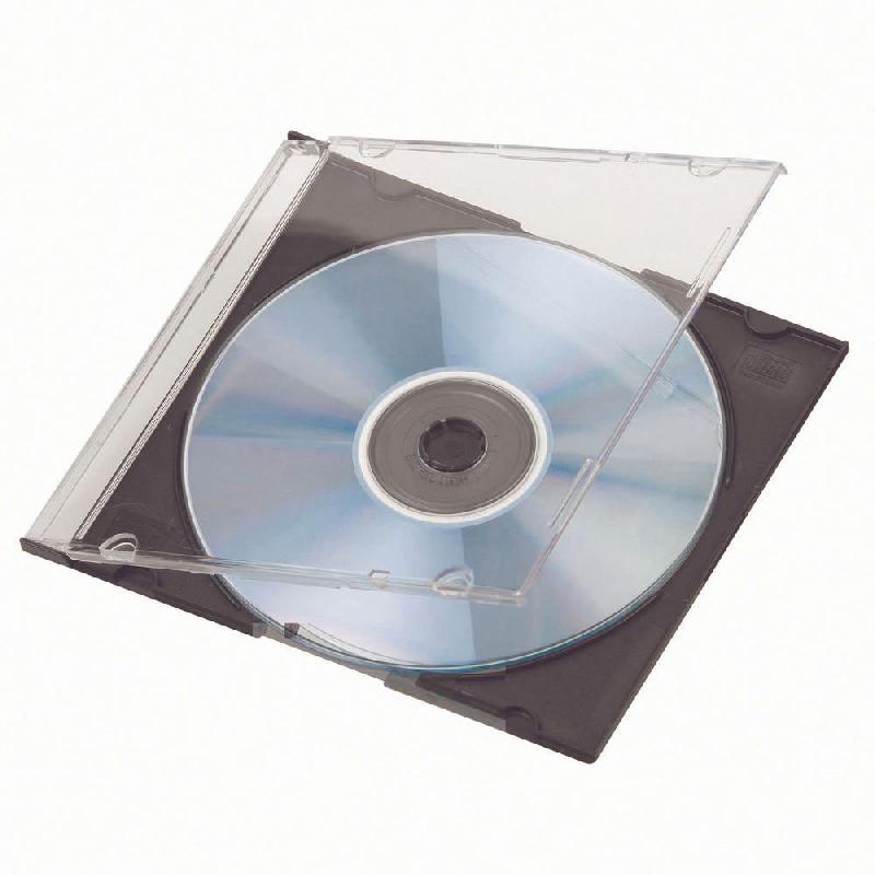Hama Boîtier standard (pour CD et disques Blu-Ray, Étui protecteur pour CD,  paquet de 10) Noir/Transparent