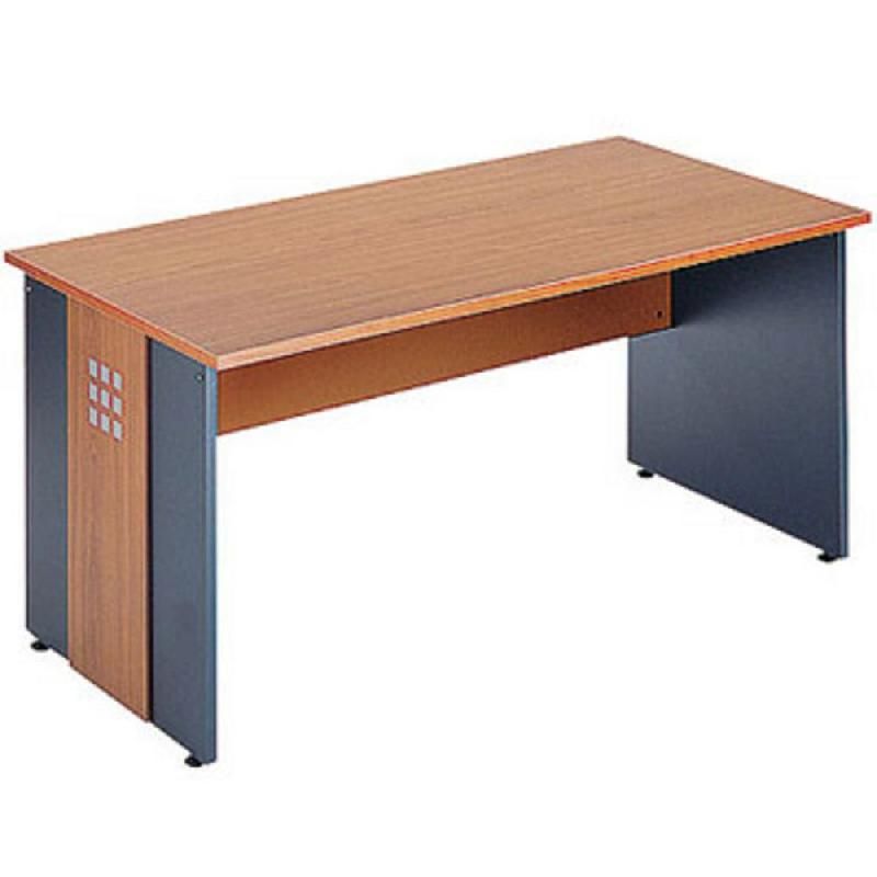 BUREAU DROIT AXIOME - L. 120 X P. 80 CM - PLATEAU MERISIER AXIOME - PIEDS PLEINS ANTHRACITE