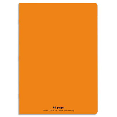 CAHIER ECO - PIQUE - COUVERTURE POLYPRO - 96 PAGES - 21X29,7 CM - GRANDS CARREAUX - ORANGE