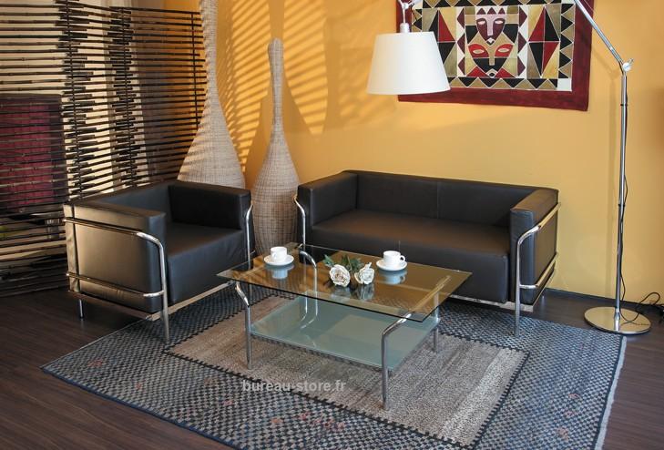 Canapé d'attente cuir blanc ou noir Soft - Noir_0