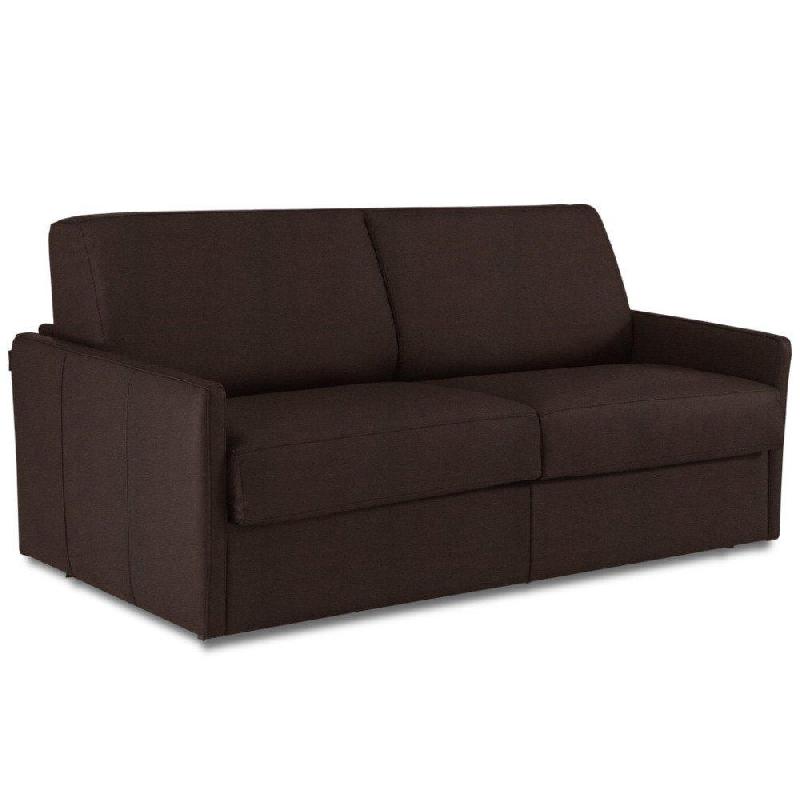 Canapé lit 2-3 places SUN - Convertible express avec sommier à lattes 120 cm - Microfibre marron - Matelas 16 cm_0