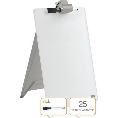 CHEVALET DE BUREAU EN VERRE DIAMOND - BLANC - NOBO