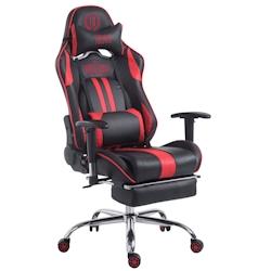 CLP Fauteuil de bureau Limit similicuir avec ou sans Repose-pieds téléscopique Noir / Rouge/avec repose-pieds - rouge polyester 191668863_0