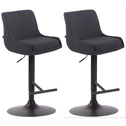 CLP Lot de 2 Tabourets de bar Club en Tissu Noir /Noir - noir textile 318874_0
