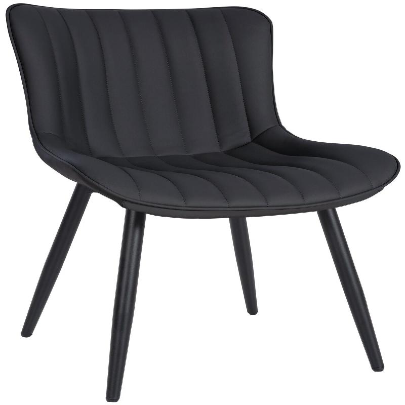 Décoshop26 - Chaise de salle à manger x1 coutures décoratives verticales avec pieds en métal noir assise en PVC noir 10_0002257 - noir métal 3000_0