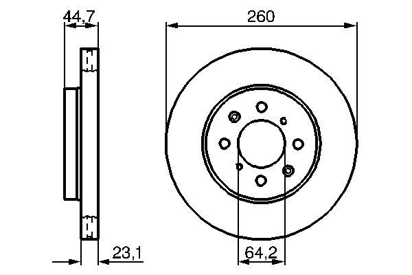 Disque de frein Bosch 0986479226 - ventilé - boîte de 2 disques - 4 trous - épaisseur 23 mm_0