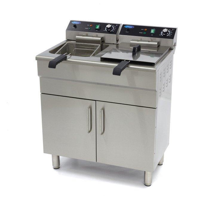 Friteuse Professionnelle ECO 2 X 16 L - 2 paniers - avec robinet de vidange et support - 400V, TRI_0