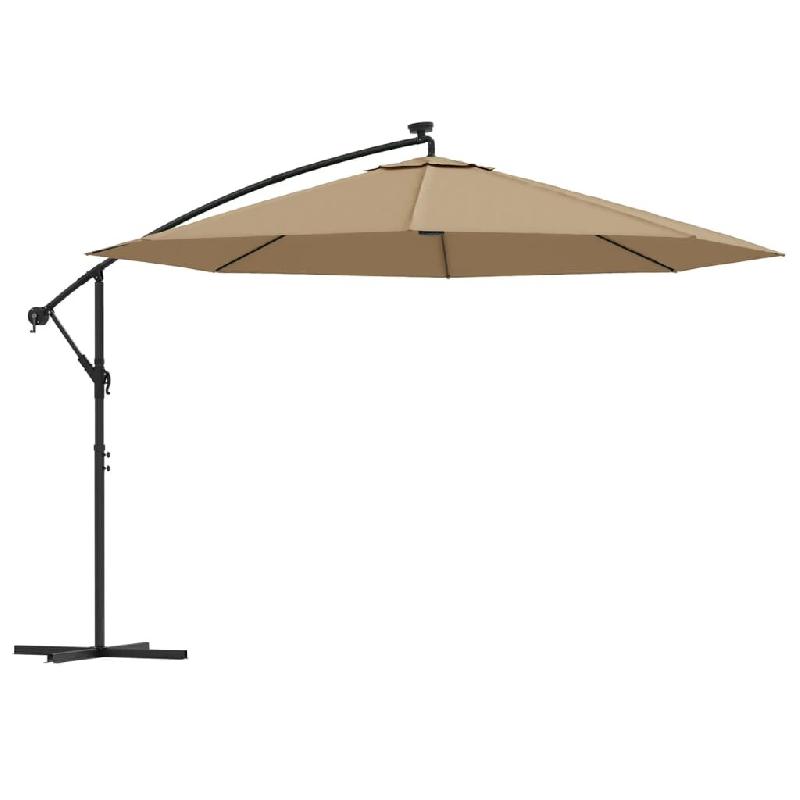 Helloshop26 - Parasol meuble de jardin en porte-à-feux et poteau métallique 350 cm taupe 02_0008655 - métal 3000461547769_0