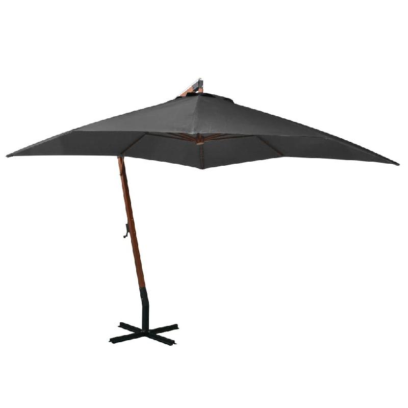 Helloshop26 - Parasol suspendu avec mât 3 x 3 m bois de sapin massif anthracite 02_0008706 - 3000464082724_0
