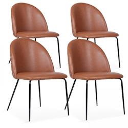 Oviala Business Lot de 4 chaises en textile enduit marron foncé - marron textile 108102_0