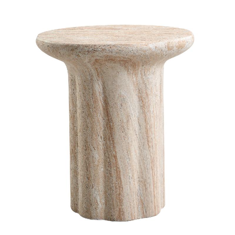 Merax Table d'appoint d'extérieur en MgO aspect travertin, résistante aux intempéries et durable, beige - beige pierre N634P407925B_0