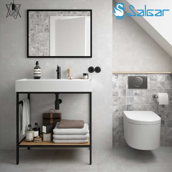 MEUBLE DE SALLE DE BAINS VINCI 800 AVEC VASQUE VENETO CHÊNE AFRICAIN - SALGAR 26428