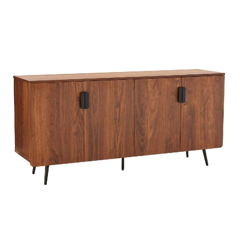 Oviala Business Buffet moderne 4 portes 160 cm bois foncé - marron Bois massif 113882_0