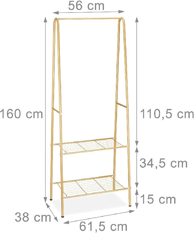 Portant à vêtements en métal marron - tringle à cintres et rangement chaussures - 2 compartiments - 60 cm_0