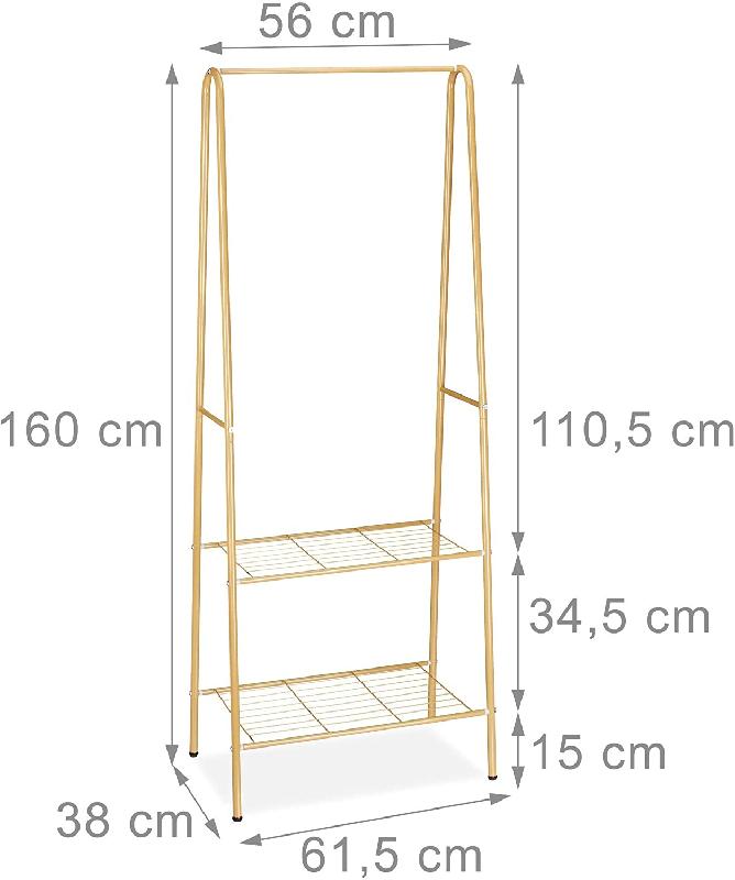 PORTANT À VÊTEMENTS TRINGLE CINTRE RANGEMENT CHAUSSURES BOTTES 2 COMPARTIMENTS 60 CM EN MÉTAL MARRON 13_0002134_2_0