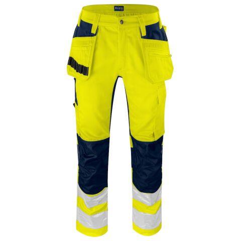 PROJOB 6570 PANTALON POLYCOTON STRETCH PRIO EN ISO 20471 CLASSE 2 JAUNE/MARINE - TAILLE 56