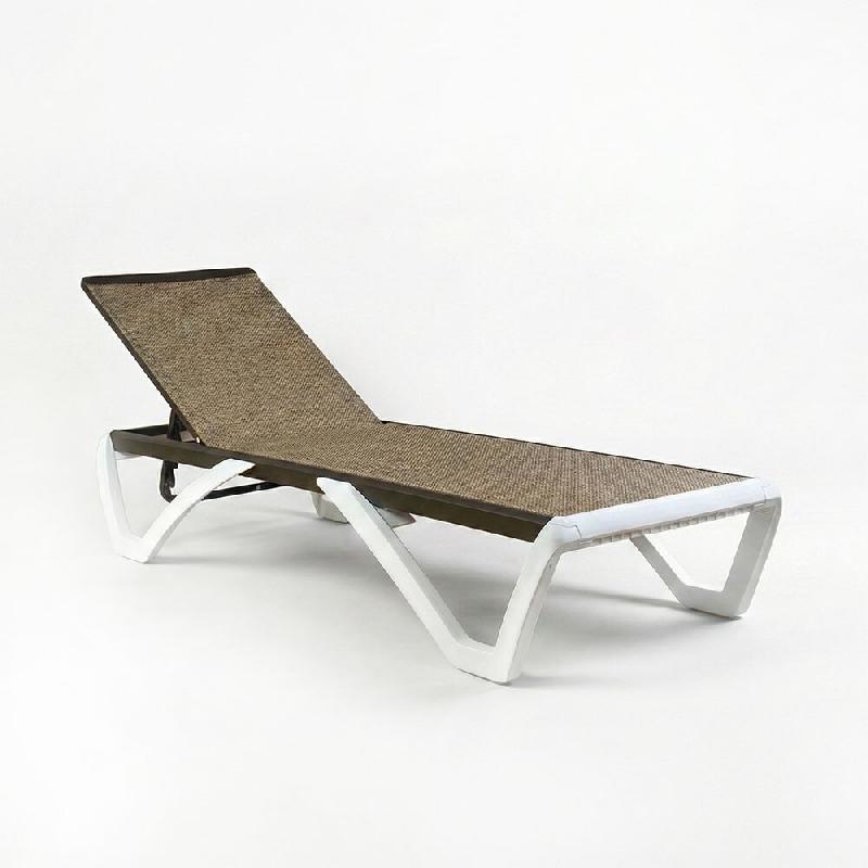RATTATAN Chaise longue d'extérieur inclinable 6 positions en aluminium et textilène respirant, empilable et résistante au soleil, humidité – Cos_0