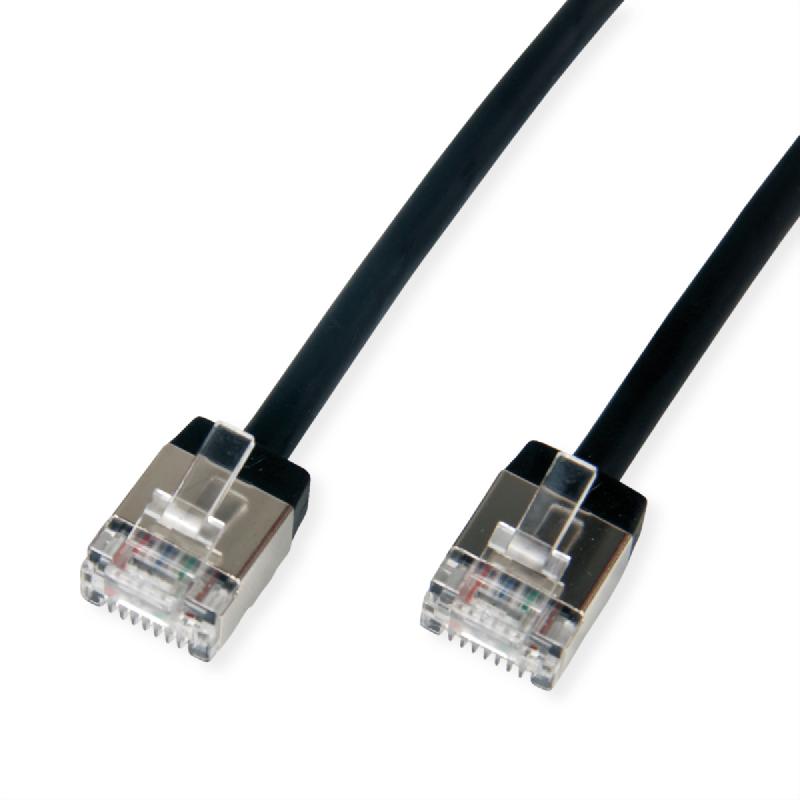 ROLINE Cordon DataCenter U/FTP Cat.6A (Classe EA), LSOH, slim, pour chemins très courts, noir, 0,5 m_0