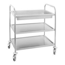 Royal Catering chariot acier vaisselle inoxydable 2 plateaux et 1 bac 500 kg max tubes ronds - 14_0005025_0