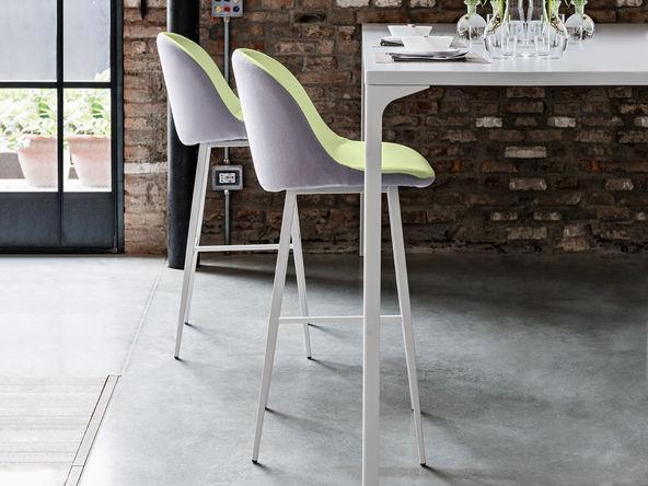 Chaise haute Sonny M TS de MIDJ hauteur 65/75 cm pied métal et revêtement bi-matières_0