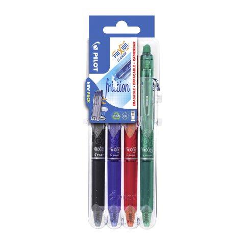 STYLO ROLLER PILOT FRIXION BALL CLICKER EFFAÇABLE ÉCRITURE FINE - SET DE 4 COULEURS CLASSIQUES