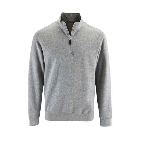 SWEAT PERSONNALISABLE COL CAMIONNEUR EN COTON GRIS CHINÉ