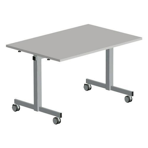 TABLE MOBILE À PLATEAU RECTANGULAIRE PLIANT - GRIS CLAIR