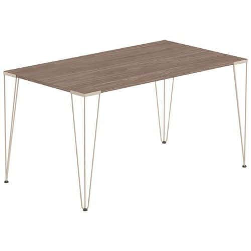 TABLE RÉUNION LORI 120 X 80 CM PLATEAU NOYER PIED TAUPE - MBA