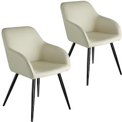 Tectake Lot 2 chaises en tissu rembourrées forme ergonomique crème/noir - 404765 - beige plastique 404765_0