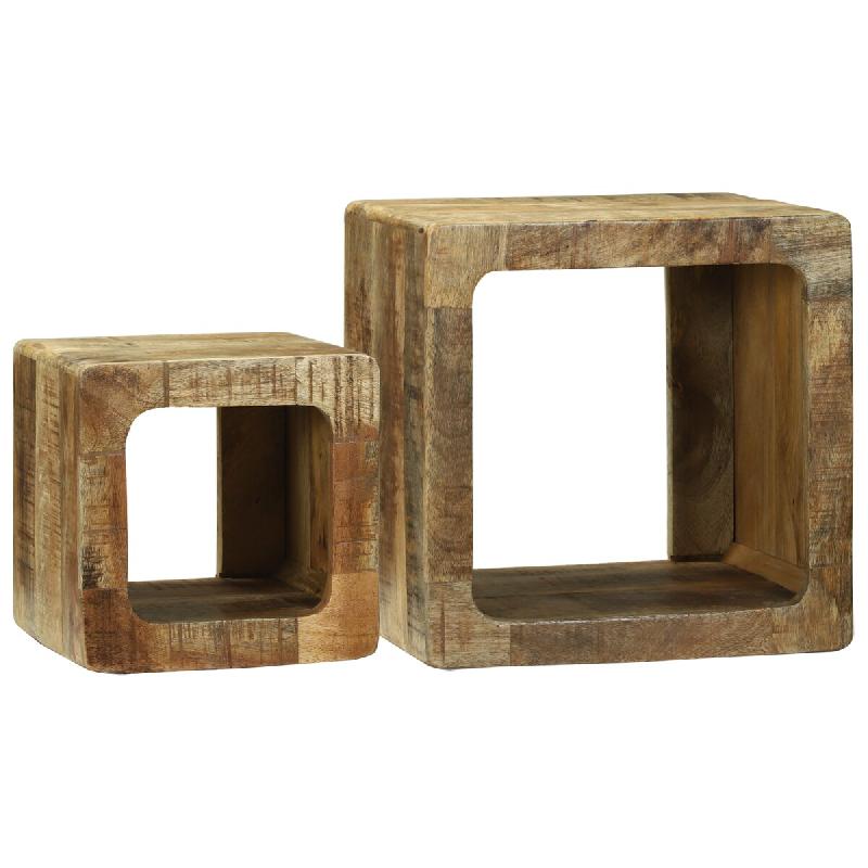 Unites TV 2 pcs Marron 36 x 30 x 36 cm Bois de mangue massif Modèle Jardin Celeste Prime Plus - 4104549_0