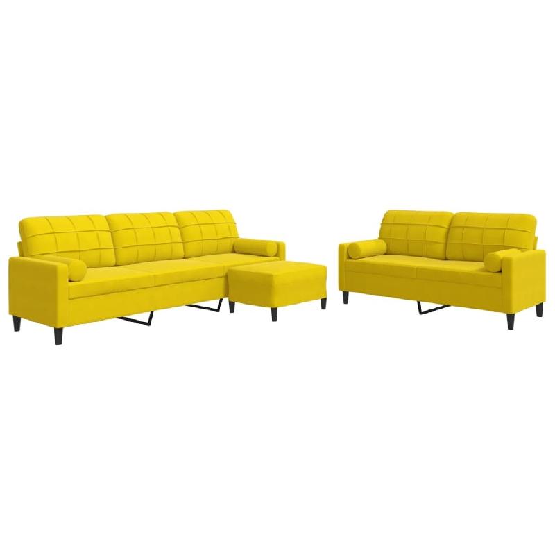 VidaXL Ensemble de canapés 3 pcs avec coussins et traversins velours Modèle Norvane - 3278507_0