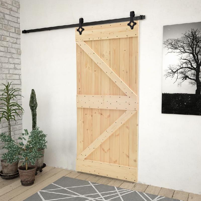 Vidaxl porte coulissante avec kit de quincaillerie 90x210cm pin massif 3057496_0