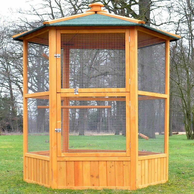 BB-LOISIR - VOLIERE CAGE A OISEAUX EN BOIS DE HAUTE QUALITE 6 COINS 160X123CM MODELE MAXI 308