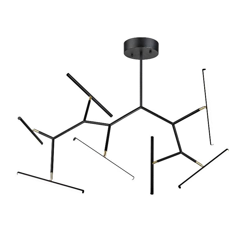 ZAMBELIS PLAFONNIER LED 2072, À 7 LAMPES, 120 CM, NOIR/DORÉ