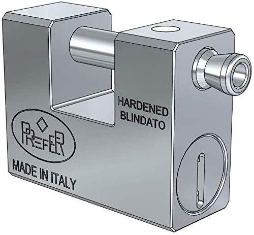 Cadenas blindé pour volet roulant - 30 x 60 x 75 mm - Prefer 6L30.0000.000 - Acier carbonitruré, finition nickel mat_0