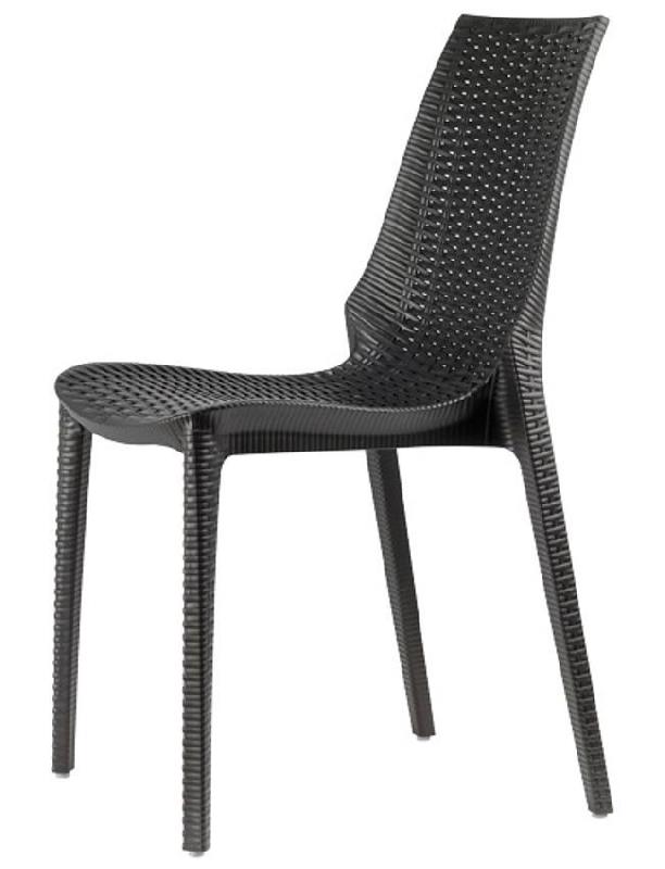 Chaise Lucrèce - polypropylène imitation tressé - lin, taupe, anthracite ou bronze_0