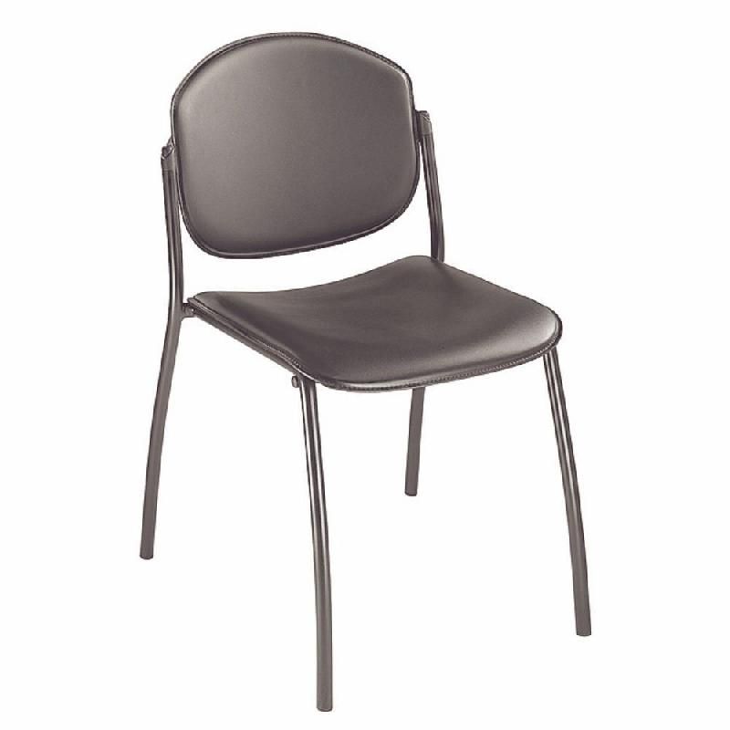 CHAISE VISITEUR LEXIA - CROÛTE DE CUIR - NOIR - PIEDS MÉTAL NOIR (PRIX À L'UNITÉ)