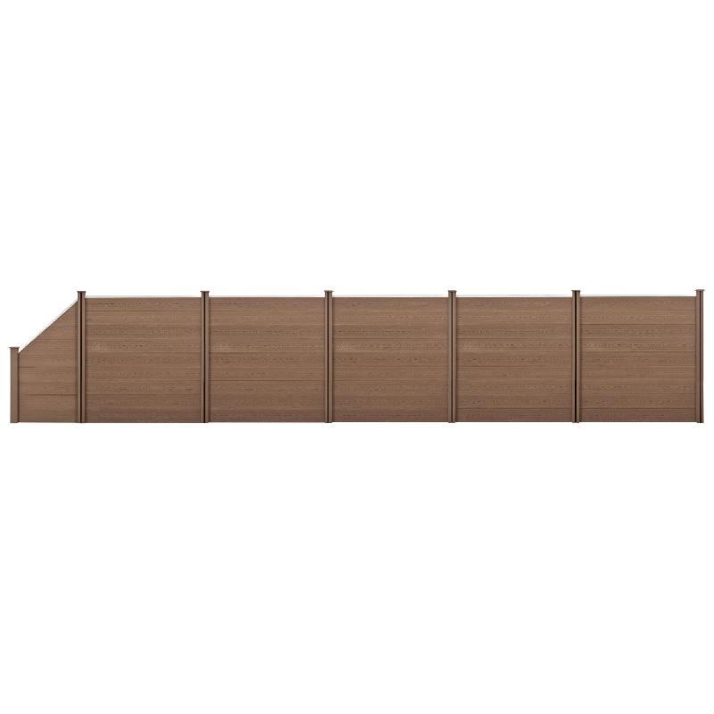 CLÔTURE BRISE VUE BRISE VENT BOIS COMPOSITE (WPC) QUADRATIQUE ET OBLIQUE BRUN 183 X 973 CM 03_0001457_0