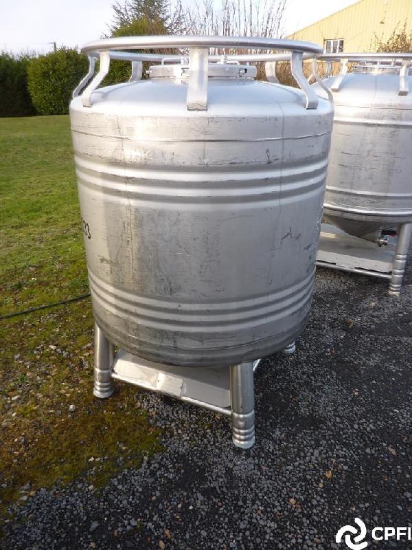 Container IBC/GRV inox rond 1000 L - Gallay - Hauteur 1620 mm, Diamètre trou d'homme 400 mm_0