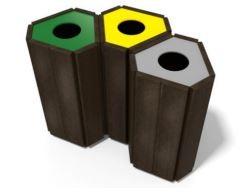 Corbeille urbaine en recyclé - Square - avec couvercle ou trappe - 100L_0