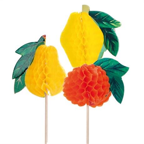 DÉCOR POUR GLACE FRUITS 10 CM BOIS ASSORTI (VENDU PAR 100)