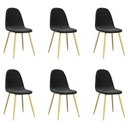 Décoshop26 - Set de 6 chaises de salle à manger design moderne coutures en losange en velours noir DEC025709 - noir 3000255398683_0